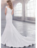 Off Shoulder White Crepe Wedding Dress